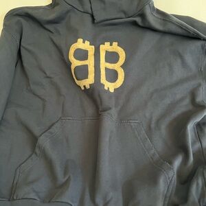 NEW Balenciaga Crypto Monogram Cotton Graphic Hoodie in 4108 Washed Blue